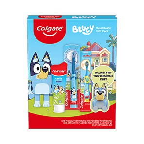 Set Hadiah Colgate® Kanak-kanak Bluey, 1 Berus Gigi Elektrik, 1 Berus Gigi Manual, Ubat Gigi